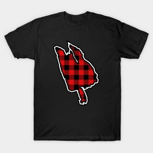 Thetis Island Silhouette in Red and Black Plaid - Canadian Pattern - Thetis Island T-Shirt